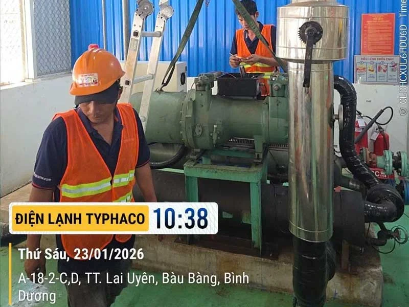 Cải tạo máy nén lạnh công nghiệp Bitzer 80HP tại Bàu Bàng
